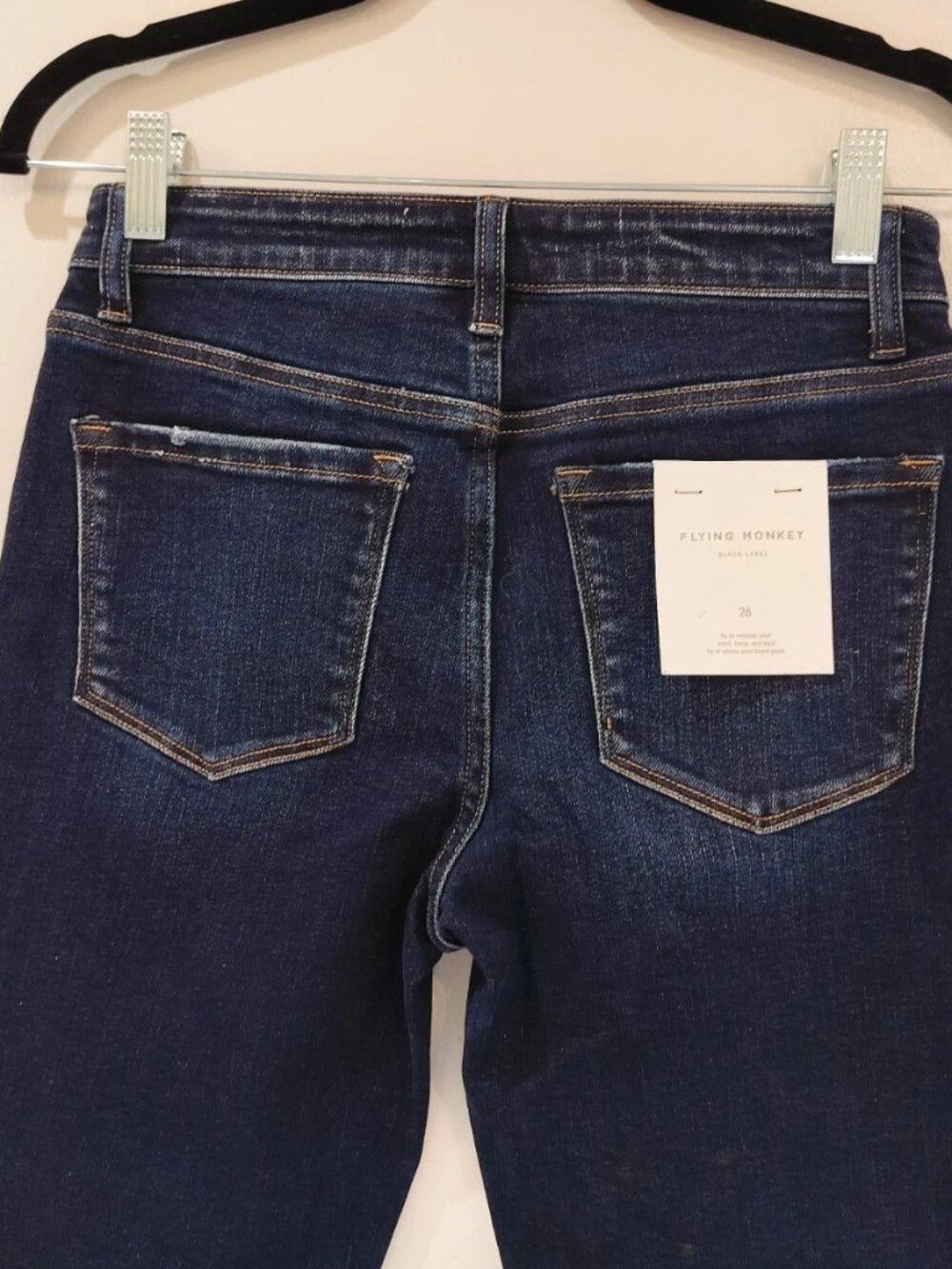 Flying Monkey Black Label Jeans Women's Size 26 Dark Wash Straight Stretch NWT - Picture 4 of 11